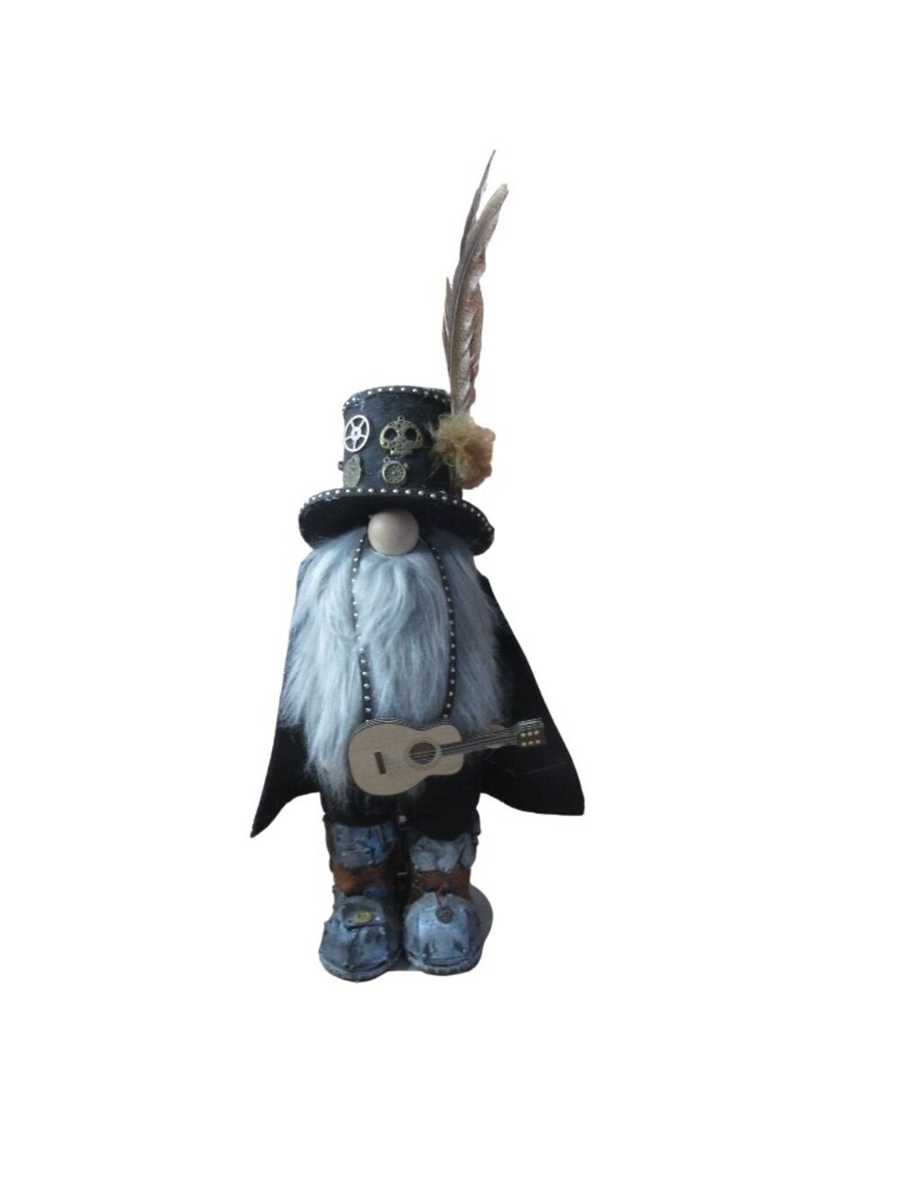 Steam Punk Hippie Guitar Playing 16" Gnome - Handmade - 1 of a kind READ